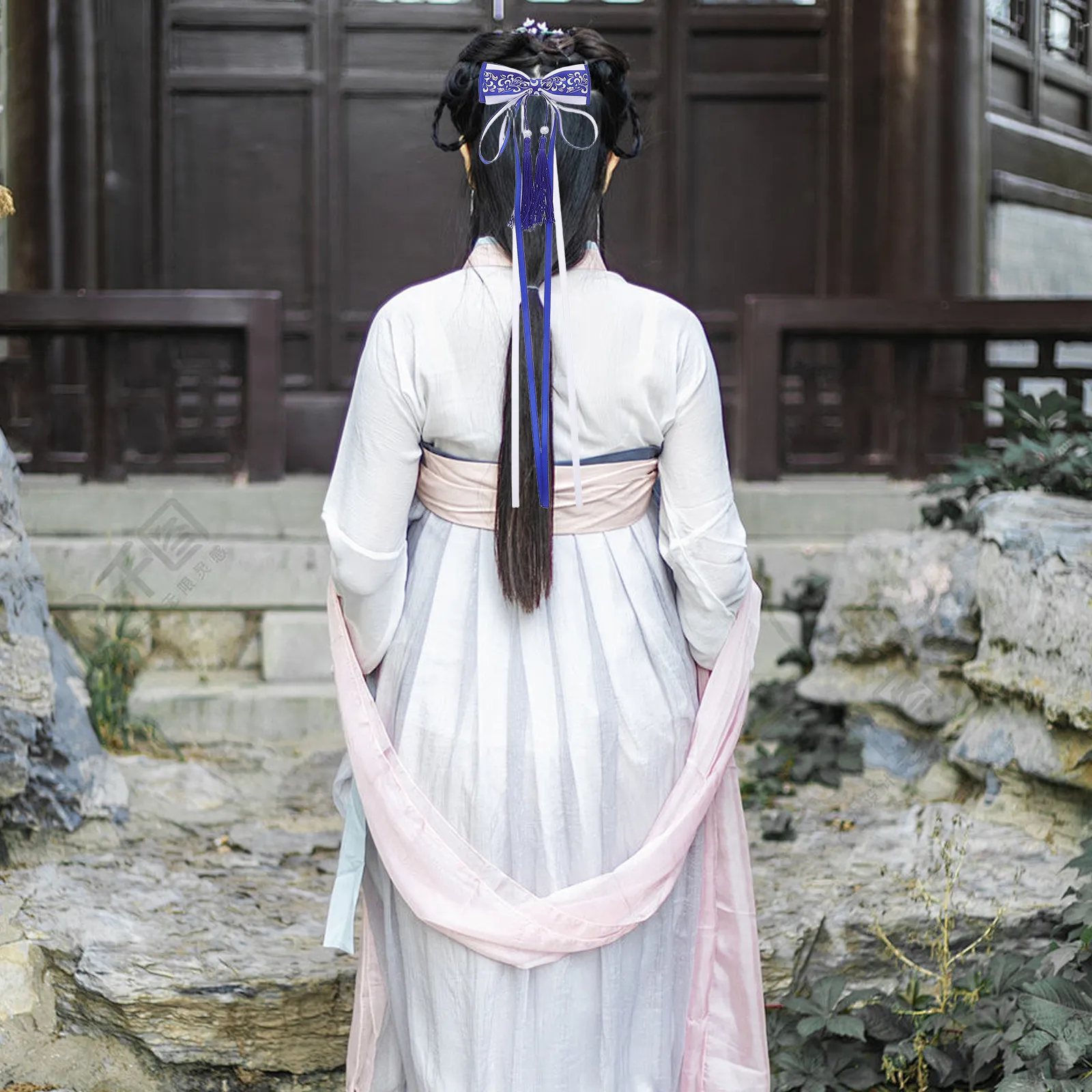 2Pcs 중국 전통 헤어 클립 리본 태슬 보우 대형 머리핀 Hanfu 축제 휴일 헤어 액세서리 레트로 빈티지