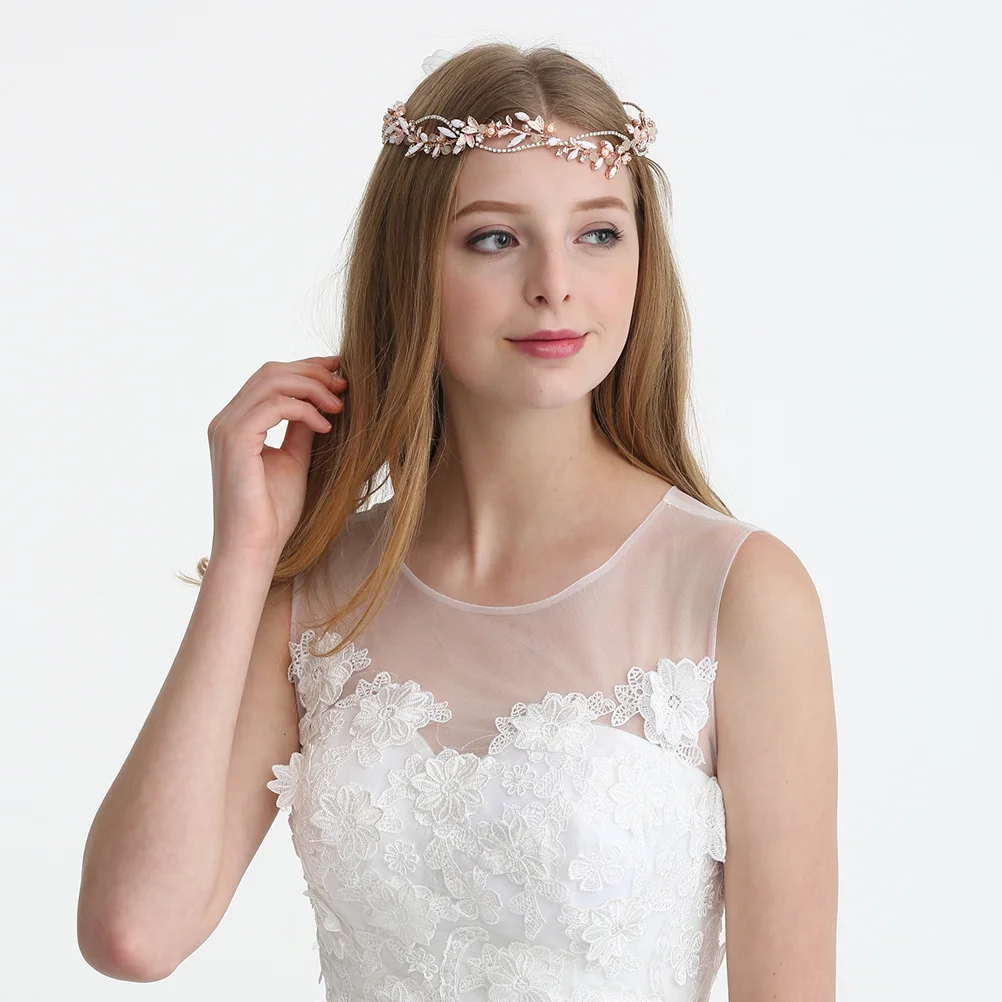 

Wedding Bridal Headband Rose Pearl Headband Headwear Headpiece