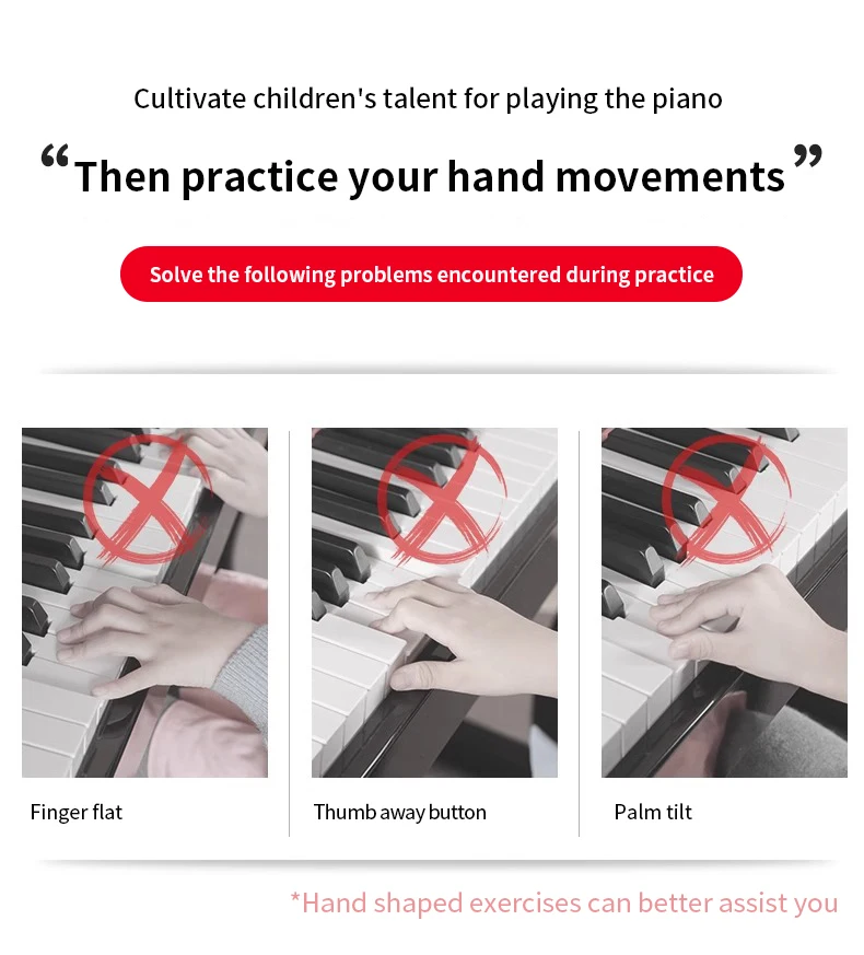 Description Picture 3 of itemSOLO Piano Finger Finger Exerciser Finger Strength Standard piano hand shape Soft Finger Cushion Keyboard for beginners