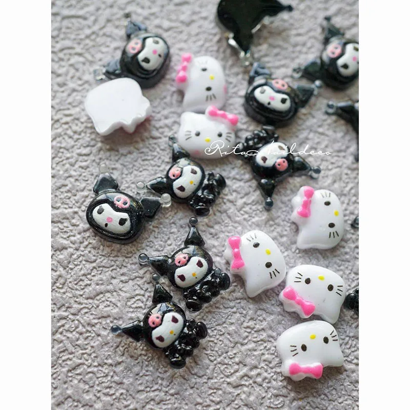 140Pcs Sanrio Nail Charms 3D Slime Resin Flatbacks Hello Kitty Kuromi Nail  Charms for Nail Art Decorations Supplies