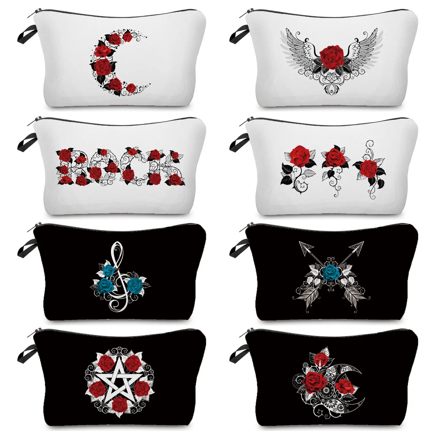

Women's Pretty Friends Couples Teachers Parents Gift Bag Cosmetic Bags Fashion Custom Red Makeup Bag Blue Rose Letter Note Print