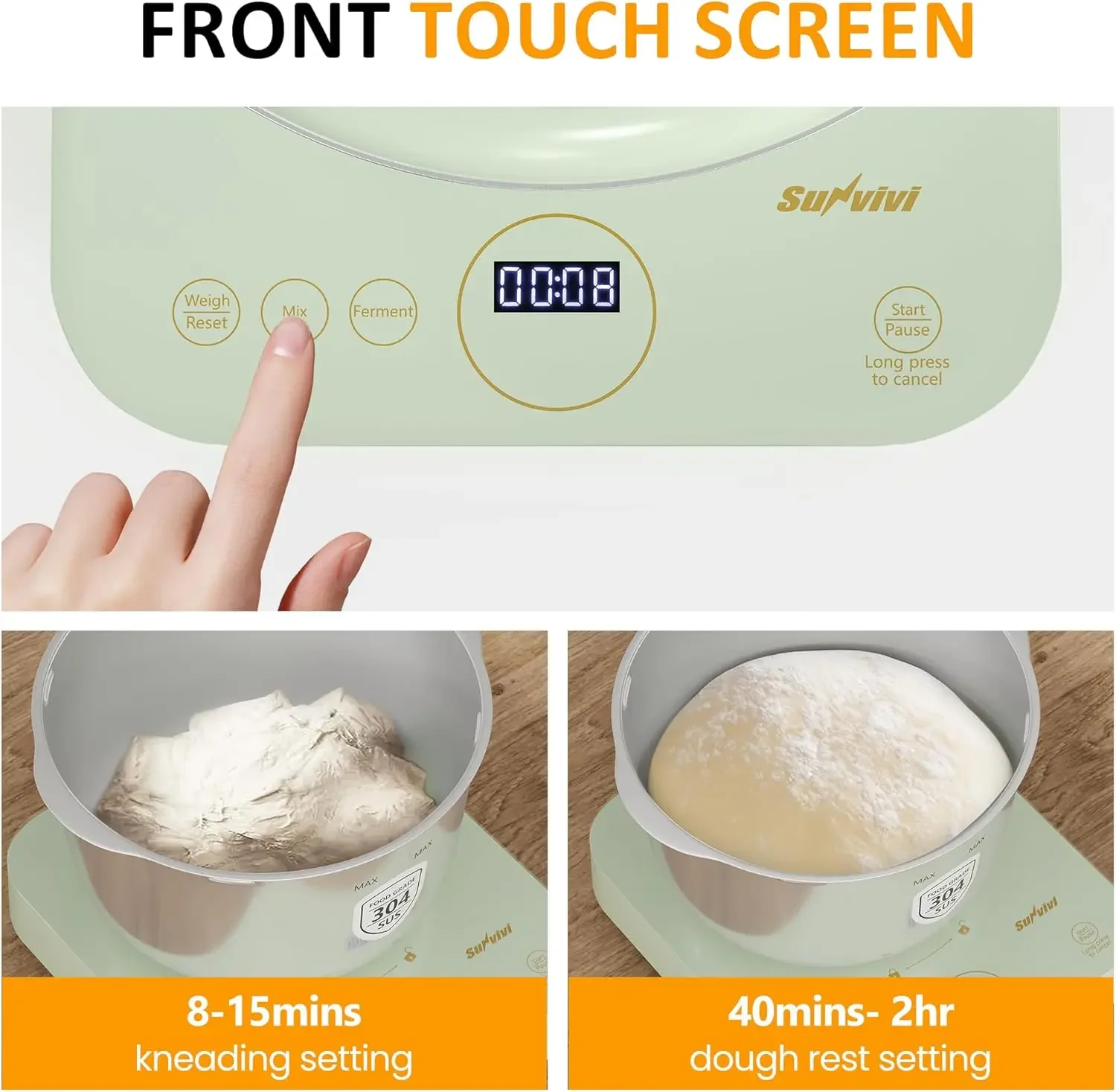 Electric Dough Maker with Weighing Function,5.2QT Dough Mixer with Ferment Function,Household Bread Maker Kitchen Flour 2