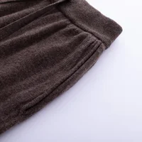 2024 Autumn And Winter New 100% Pure Wool Flat Small Foot Pants Women Loose High Waist Lean Knitted Cashmere Bunched Foot Pants - Image 5