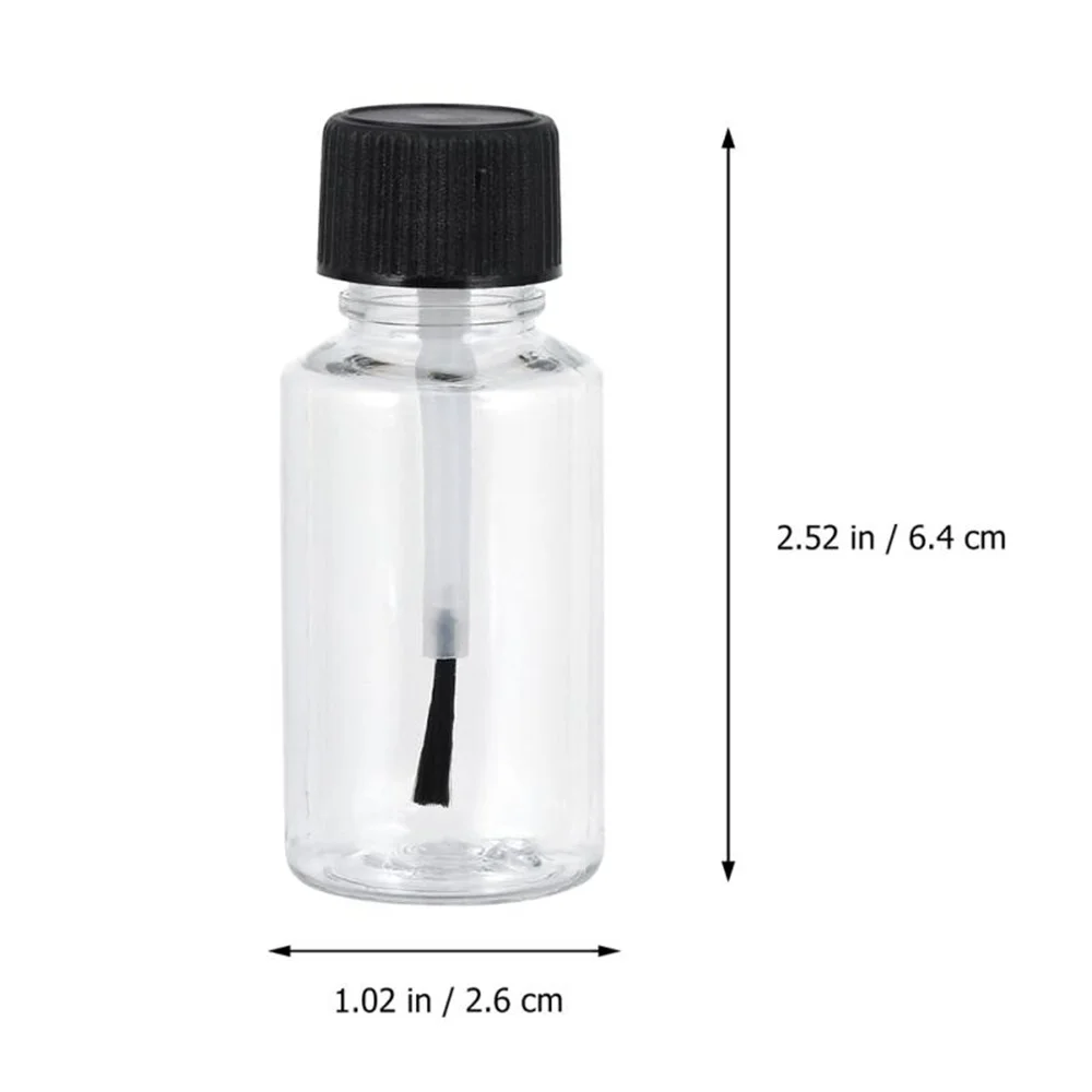 5ml/10ml/15ml/20ml/30ml Plastic Nail Polish Bottles Refillable Jars Storage Liquid Paints Pots With Brush Empty Containers