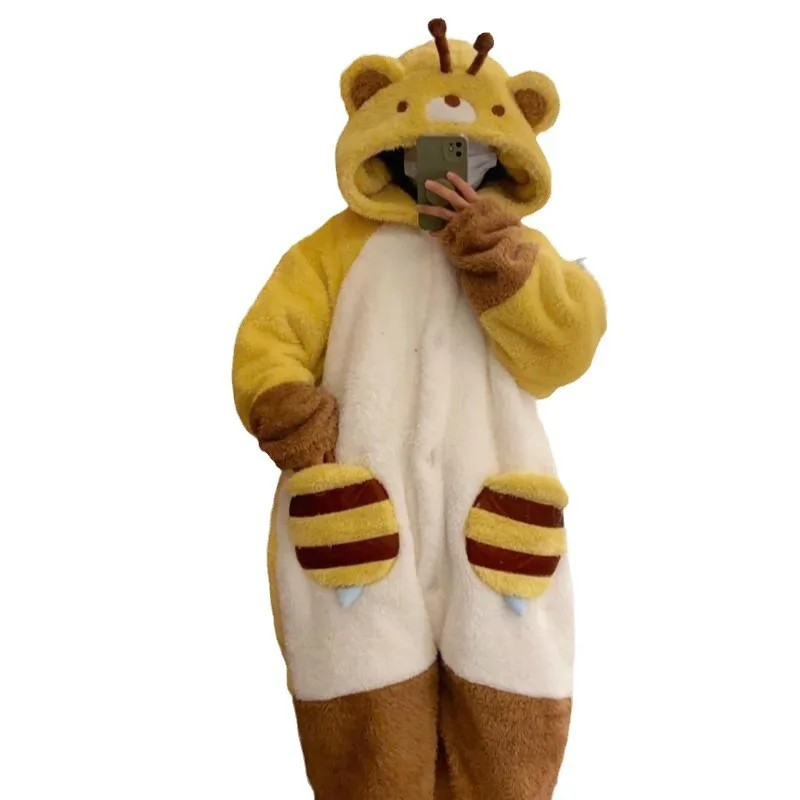 Adult Bee Bear Cosplay Costume Robes Kigurumi Onesie Anime