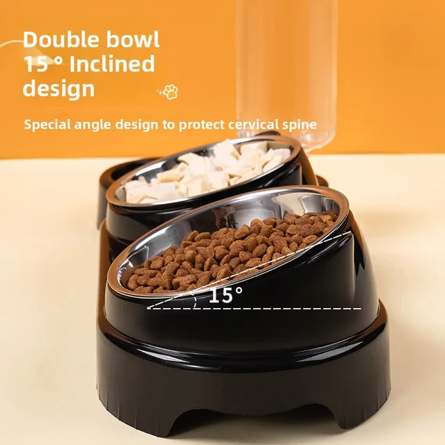 Cat Bowl Plastic Double Bowl Dog Bowl Cat Food Bowl Cervical Protection Cat Food Bowl Water Bowl Dog Bowl Anti Knock Pet Supplie 4