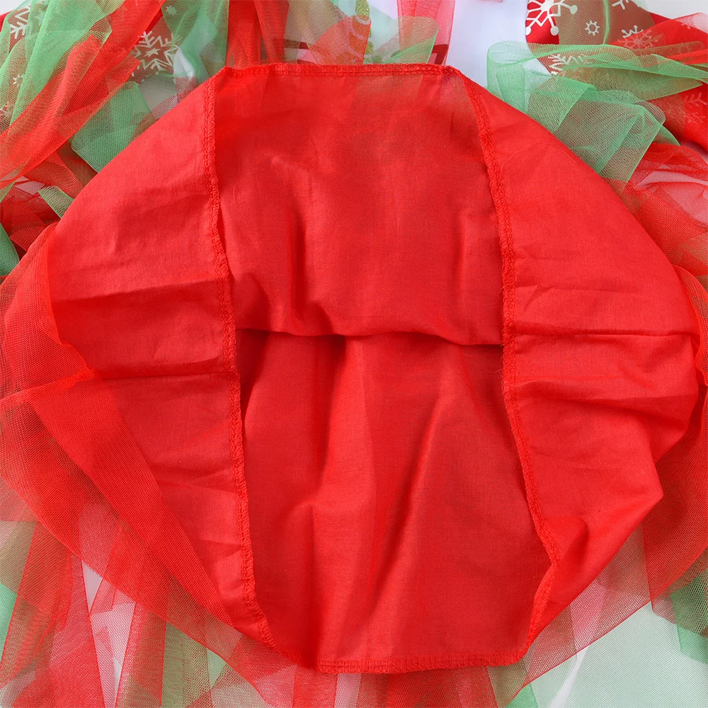 Girls New Year Christmas dress kids green red snowflakes bow knot dresses girls irregular mesh tulle tutu princess dress