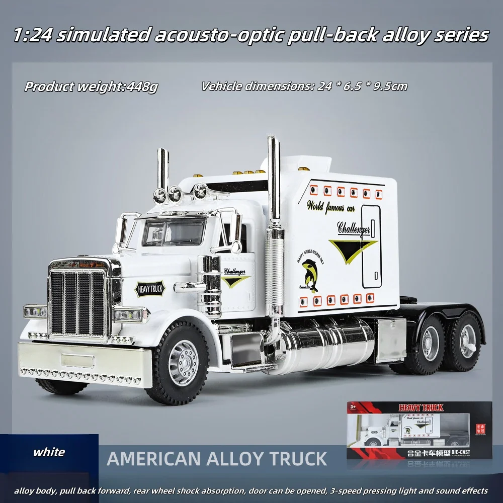 1:24 large American tractor-trailer model big truck alloy toy car boys simulation car semi-trailer 6