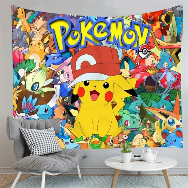 MINISO Tapisserie murale Pikachu Charmander Party Photographie Fond Imprimé Polyester Toile de fond Tenture murale Décoration Cadeau 4