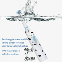 Children's Electric toothbrush kids baby spotted dog features dust cover cartoon type children round head battery 5