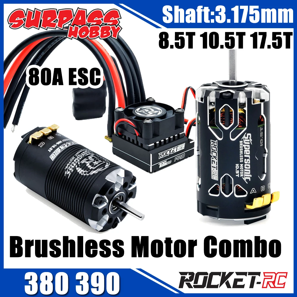 Surpass Hobby Rocketrc Brushless Motor 380 390 Sensored 80a Esc For 1/