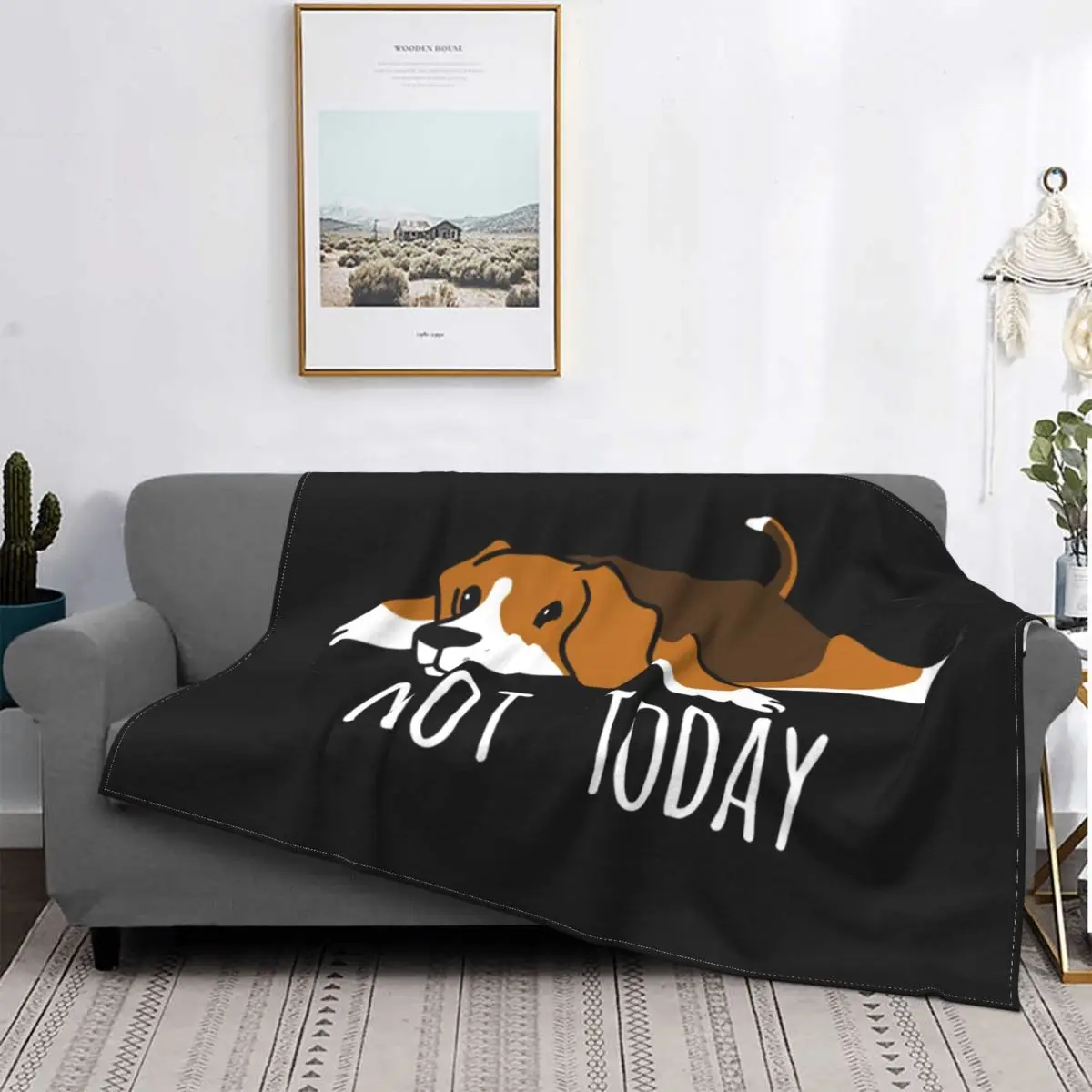 

Funny Not Today Beagle Dog Blankets Fuzzy Novelty Breathable Throw Blanket for Bedspread Textile Decor