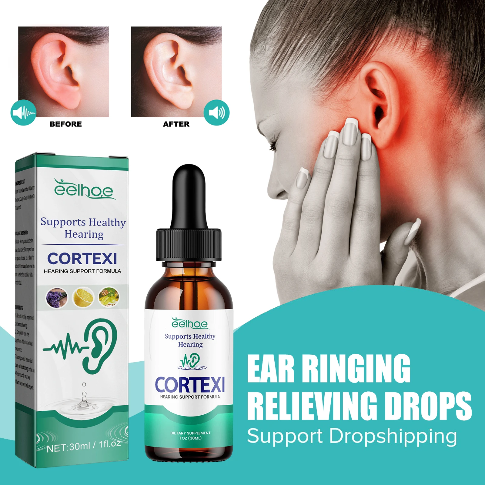 

Tinnitus Ear Drops Treatment Itching Earache Hard Hearing Tinnitus Symptoms Swelling Otitis Care Ear Ringing Relieving Oil 30ml