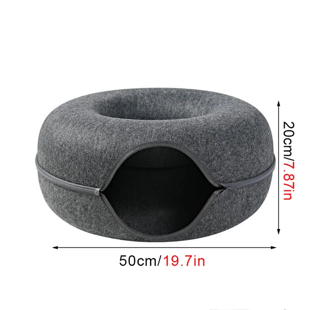 Donut Cat Bed Pet Cat Interactive Game Toy Cat Bed Dual-use Tunnel Bed with Felt Toy Gift for Small Kitten Rabbit 4
