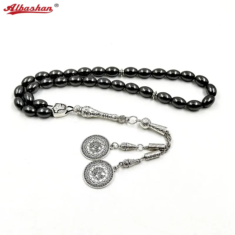 

Natural Hematite Tasbih Islamic jewelry bracelet 33 prayer beads Muslim Gift hand made arabia accessories Rosary