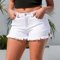 Women Summer Split Tassel Trouser Legs Denim Shorts Vintage Broken Holes Three Quarter Pants Female Casual High Waist Mini Jeans - Image 6
