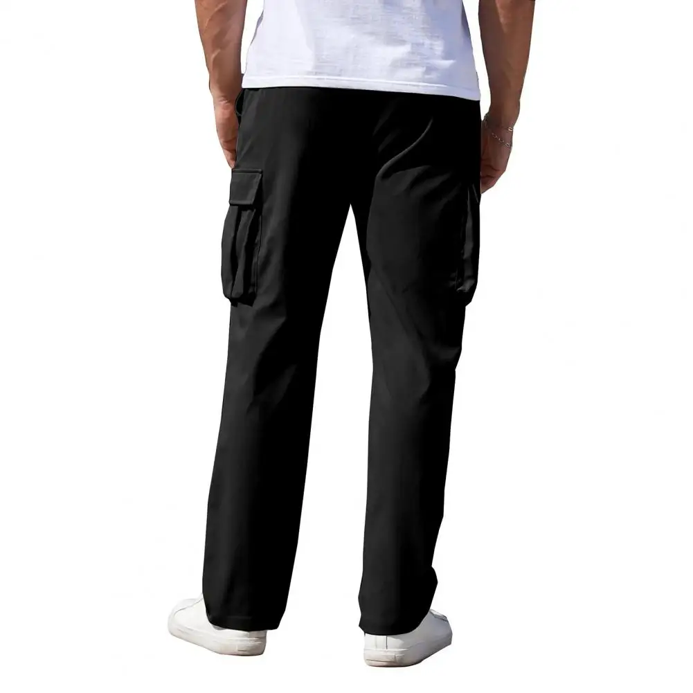 

Men Multiple Pocket Pants Men's Drawstring Cargo Pants with Elastic Waist Multi Pockets for Outdoor Activities for Daily