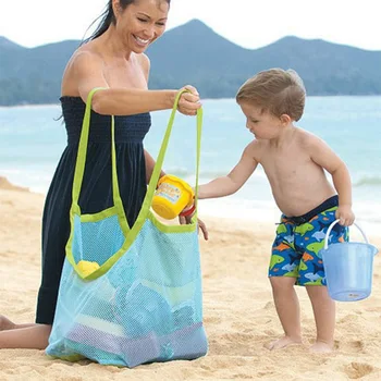 Borsa a rete protettiva per bambini con sabbia, borse portaoggetti per giocattoli per bambini, borsa da spiaggia grande per asciugamani, organizer per trucchi cosmetici da donna 1