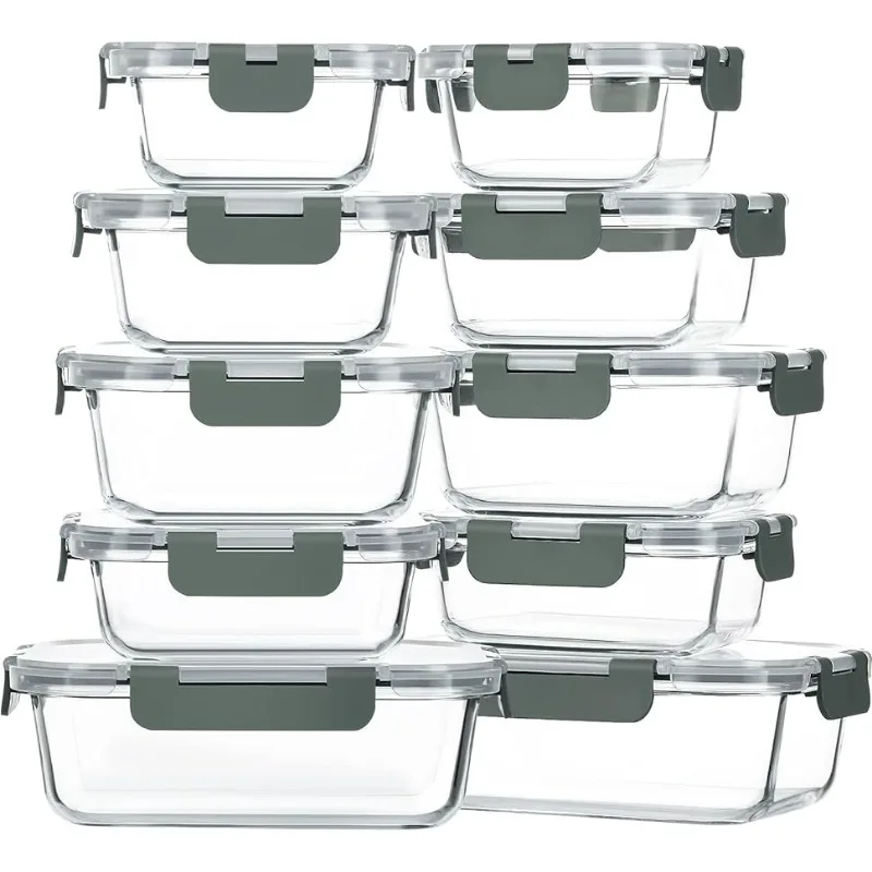 M MCIRCO 30 Oz Glass Meal Prep Containers, Set Of 8 Packs, Gray