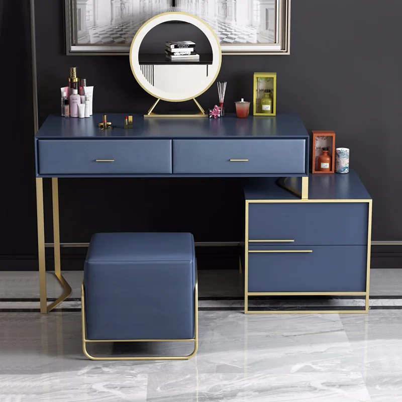 

Light Luxury Dressing Table Storage Cabinet Integrated Solid Wood Bedroom Small Apartment Scalable Minimalist Wind Belt Lamp HY