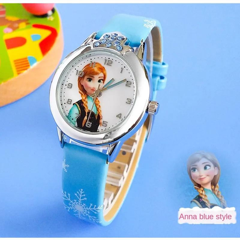 Disney Frozen Kinderen Horloge Cartoon Anime Figuur Elsa Anna Riem