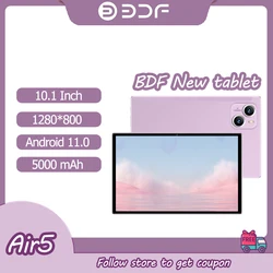 BDF Tablet Air 5 10.1 Inch Isp 1280*800 Large Screen, 5000mAh Extra Large Battery 4GB RAM + 64GB ROM Android 11.0 WIFI 3Gnetwork