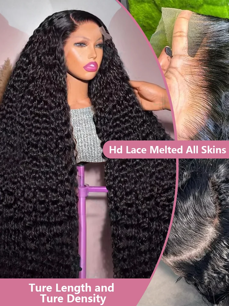 300 High Density 13x4 13x6 HD Curly Lace Front Human Hair Wigs Brazilian 40 50 Inch Deep Wave Frontal Wig Water Wave Human Hair Wigs 7x5 Glueless Wigs Human Hair Ready To Wear And Go Virgin Hair Preplucked 2