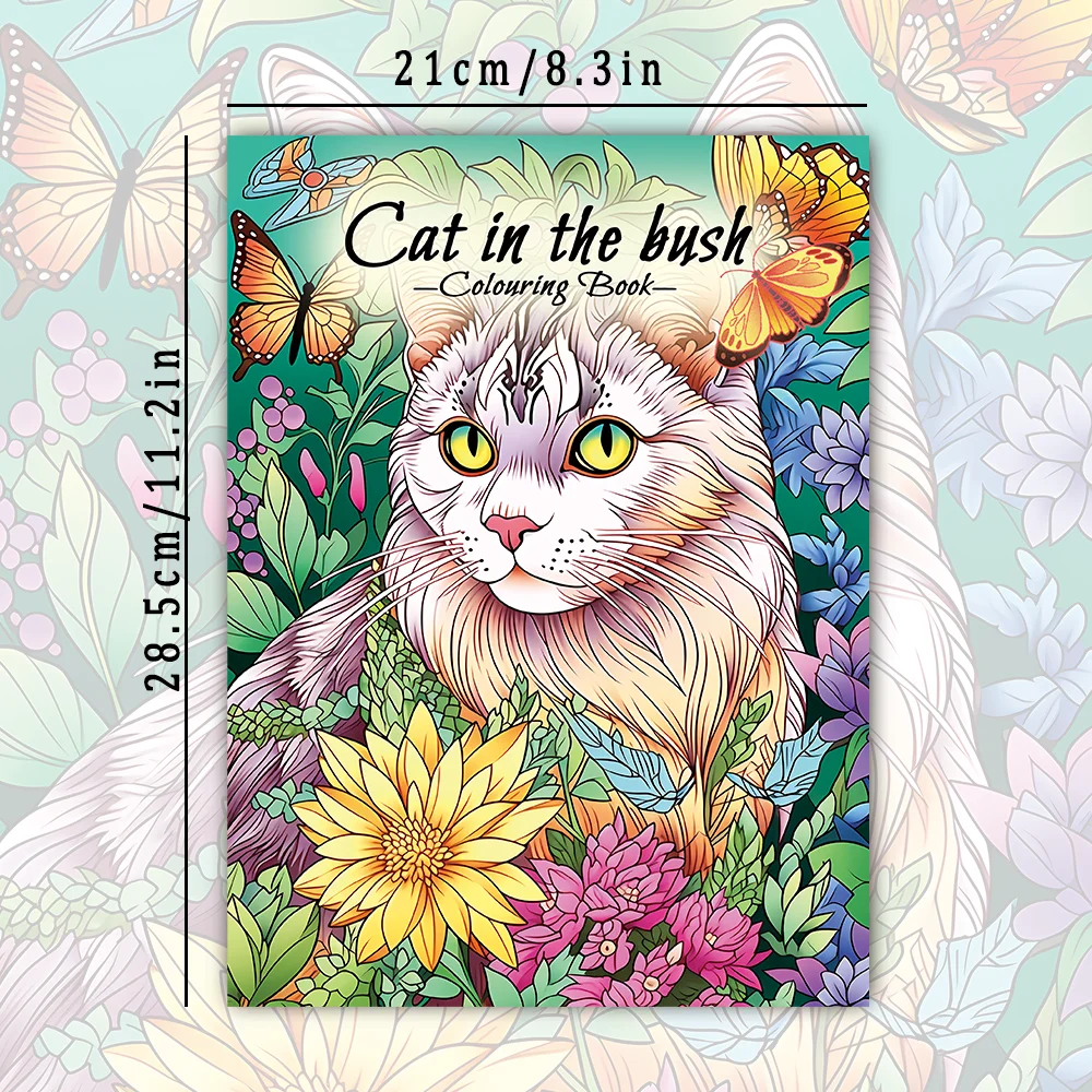 1pc, Cat Coloring Book, Teenagers Coloring Book, 30 Different Patterns, 100gsm Thick Paper, Stress Relief, Birthday Gift 2