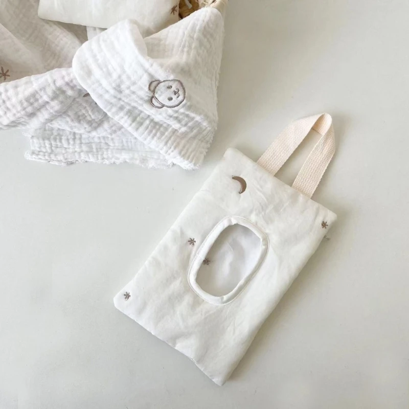 

Embroidered Tissue Cover Wet Wipes Bag Paper Holder Lightweight Paper Storage Bag Lovely Pattern Designing Paper Case
