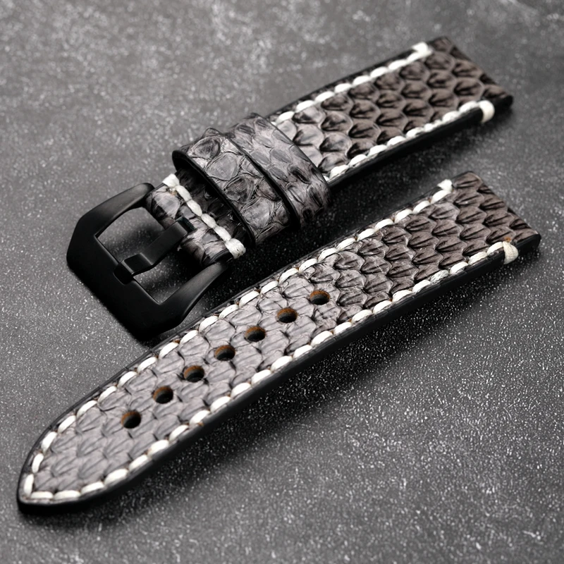 Bracelet en peau de serpent gris fait main pour homme, bracelet épaissi