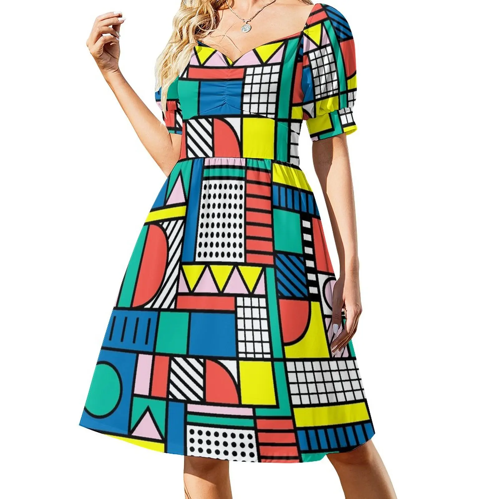 

Memphis Color Block Sleeveless Dress women's summer jumpsuit evening dresses women