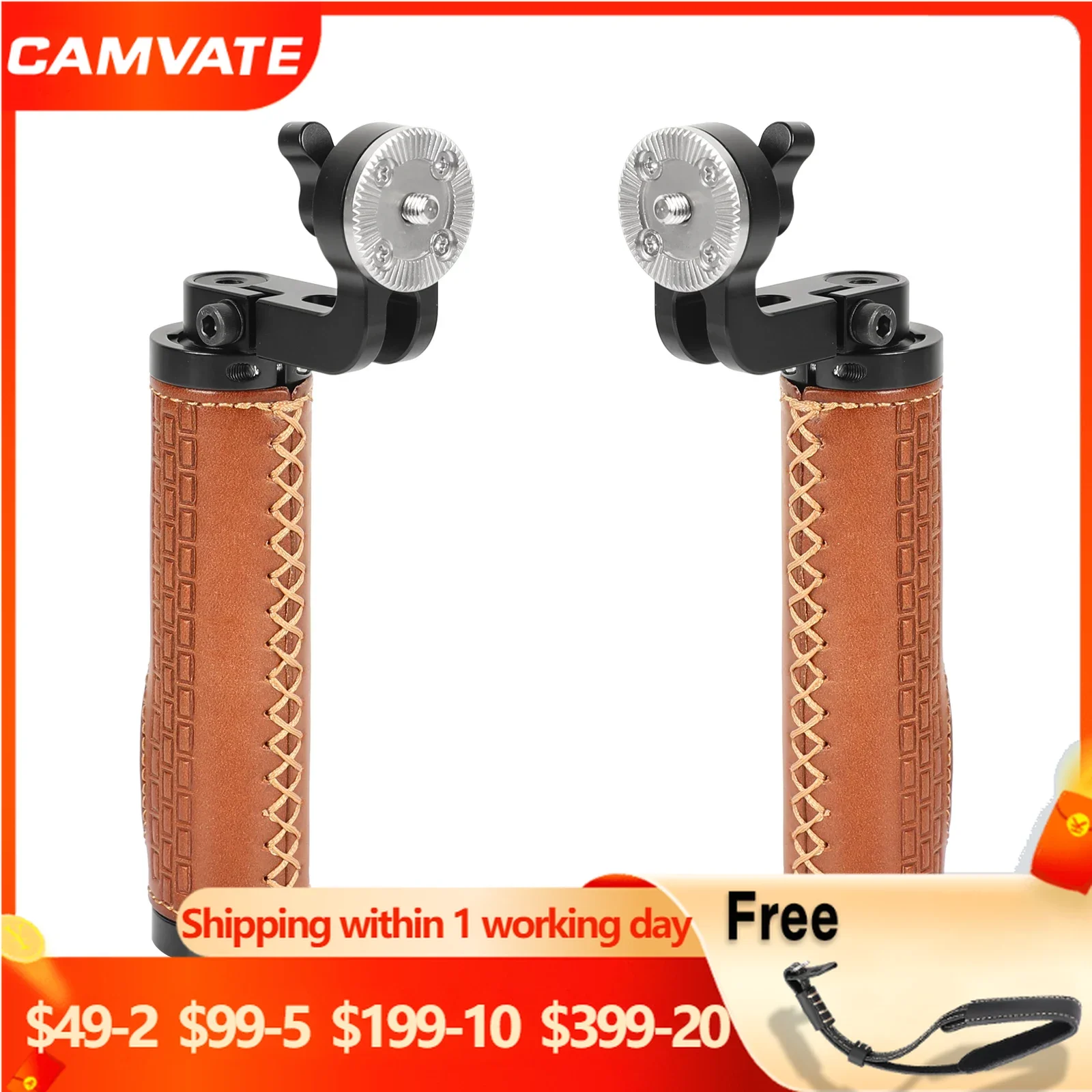 

CAMVATE Leather ARRI Rosette Handgrip WIth Adjustable Knob M6 Male Threads Mount For DSLR Shoulder Rig Photography Accessories