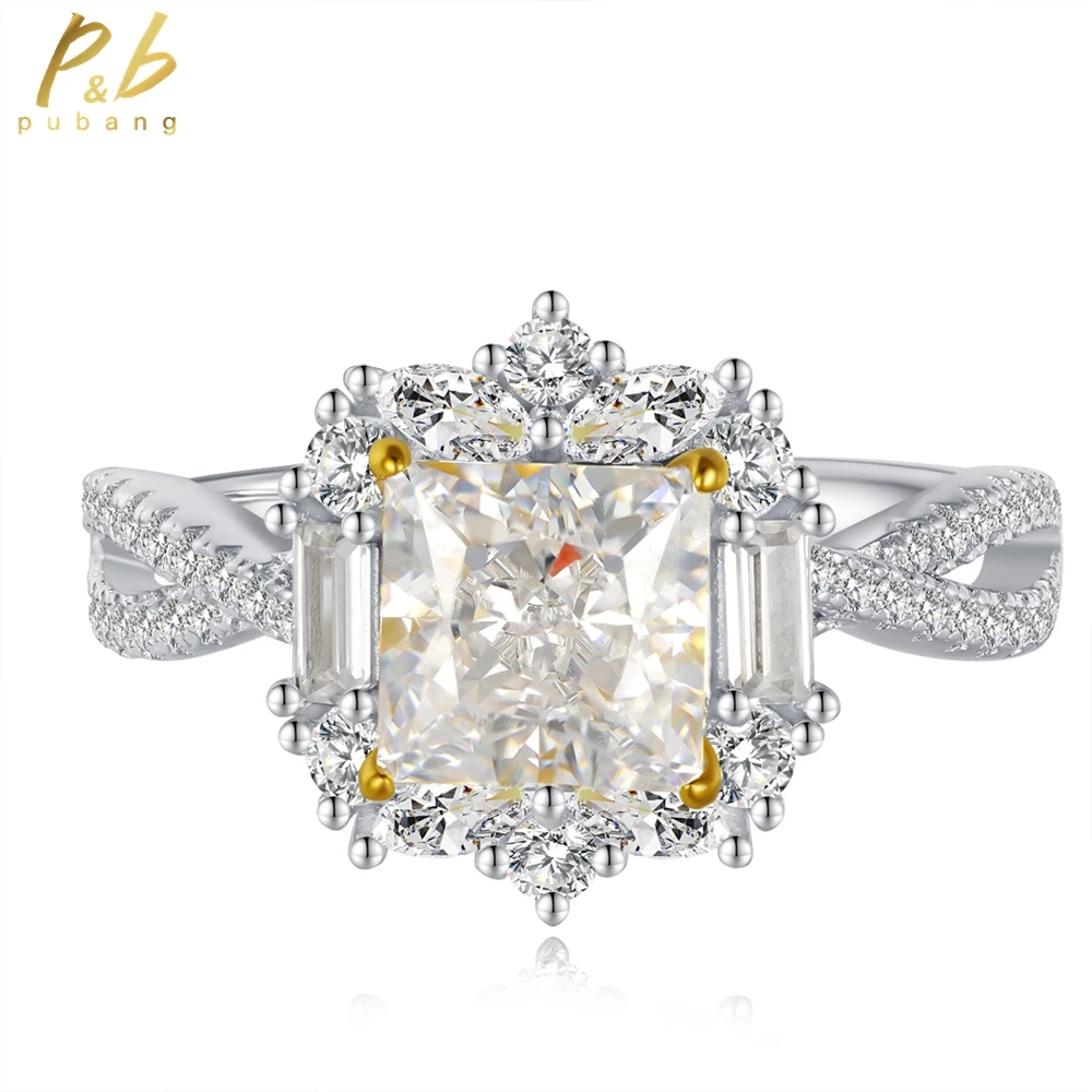 

PuBang Fine Jewelry Diamond Ring 925 Sterling Silver Yellow/Pink Sapphire Created Moissanite for Women Party Gifts Free Shipping