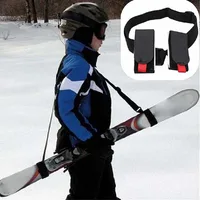 Nylon Skiing Pole Shoulder Hand Carrier Lash Handle Straps Adjustable Buck Hook Loop Protecting Black Nylon Ski Handle Strap Bag 1