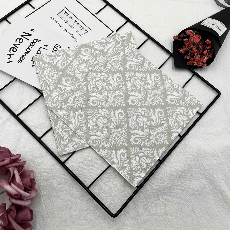 10/20pcs/Pac 2-Ply Colourful Printed Napkin High-grade European Silver Flower Wedding Folding Wine Glass Flower Paper Placemat