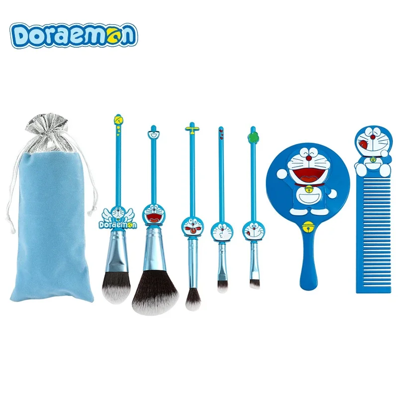 5 Pz/Set Doraemon Pennelli Trucco Cipria Miscelazione Ombretto Pennelli Cosmetici Per Le Donne Kawaii Trucco Specchio Strumenti Kit Regalo