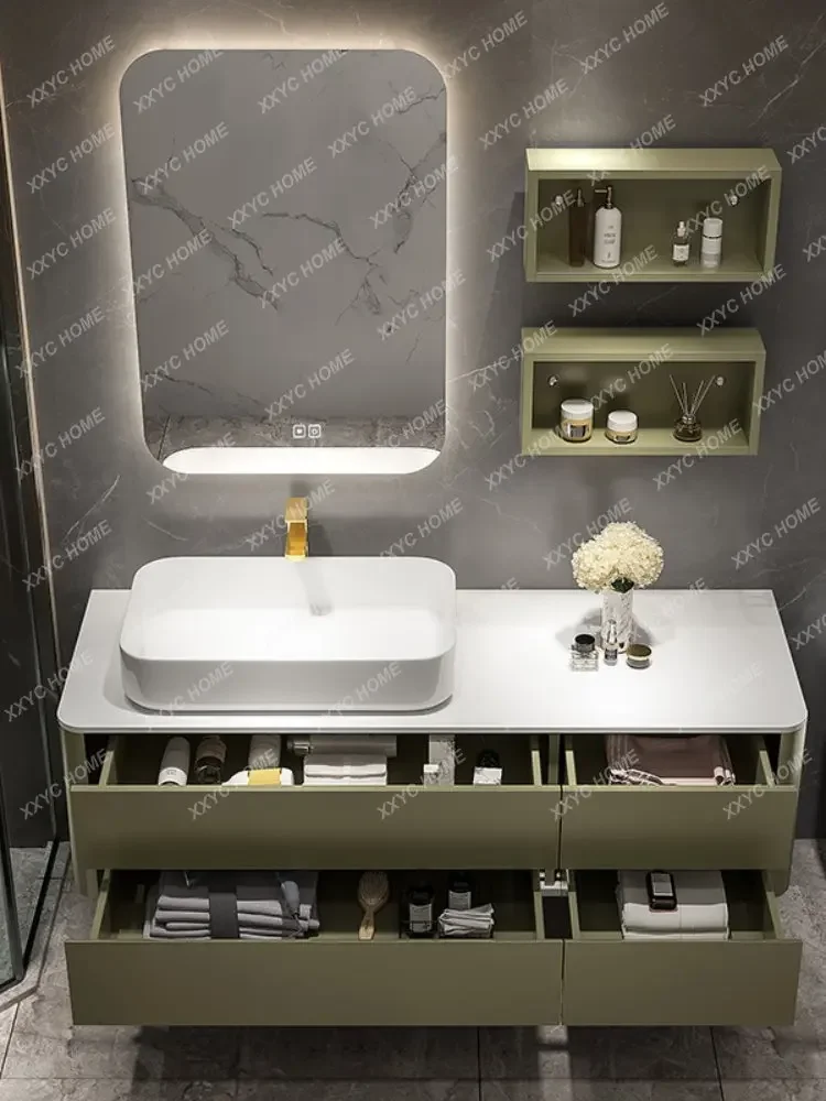 Whole Washbin Bathroom Oak Bathroom Cabinet Combination Wall-Mounted Simple Washbasin Sink Washstand