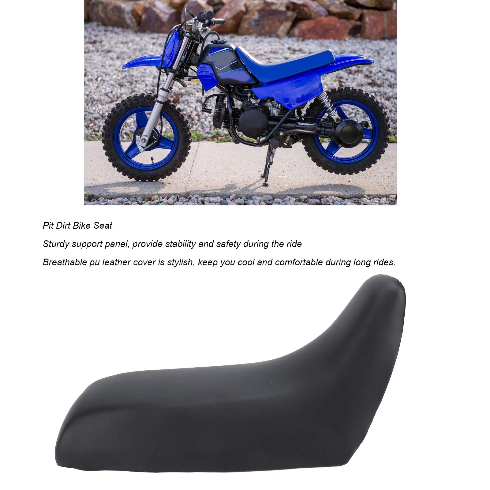 Dirt Pit Bike Seat Pit Dirt Bike Seat Comfortable PU Leather Shock Absorption Foam Tall Seat for PW50 PY50 Scooter Motorcycle