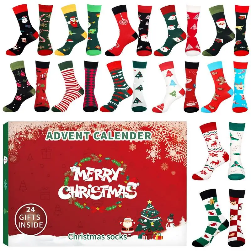Christmas Stocking Advent Calendar 2024 Fun Christmas Stocking Countdown Calendar 24 Days Of Advent Box Socks Christmas Socks