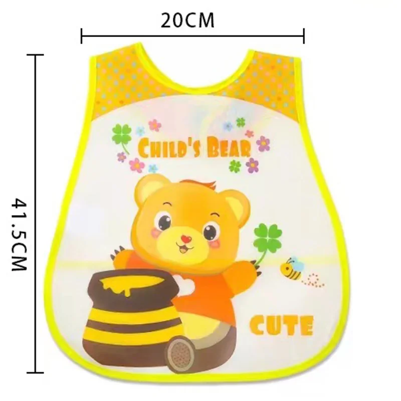 Cartoon Reusable Baby Waterproof Bib Cute EVA Saliva Towel Anti Dirty Apron Feeding Drool Towel for 1-3 Years Old Children