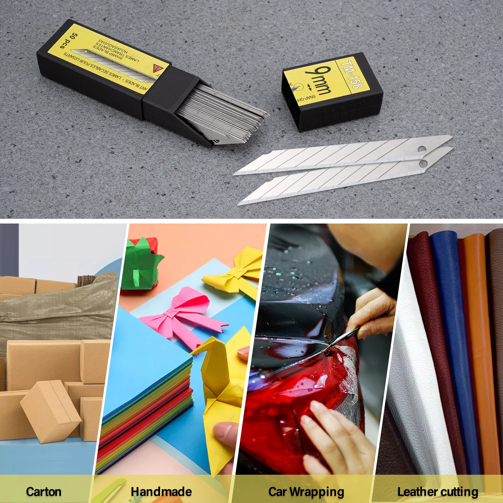 EHDIS 100pcs Art Blades 30 Degree Carbon Steel Blade Vinyl Sticker DIY Paper Cutting Utility Knife Auto Window Tints Accessories