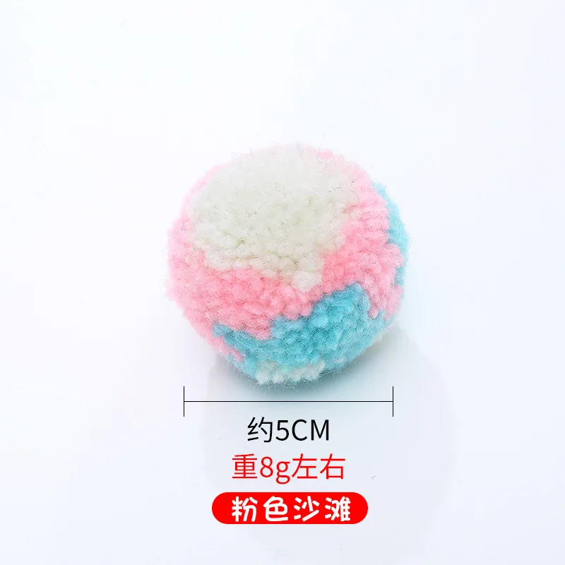 Suministros para mascotas Pelota de peluche colorida Juguete de mordida suave Juguete interactivo para gatos Suave y ligero Gatito Sin sonido Burlas Gato Rodando Persecución