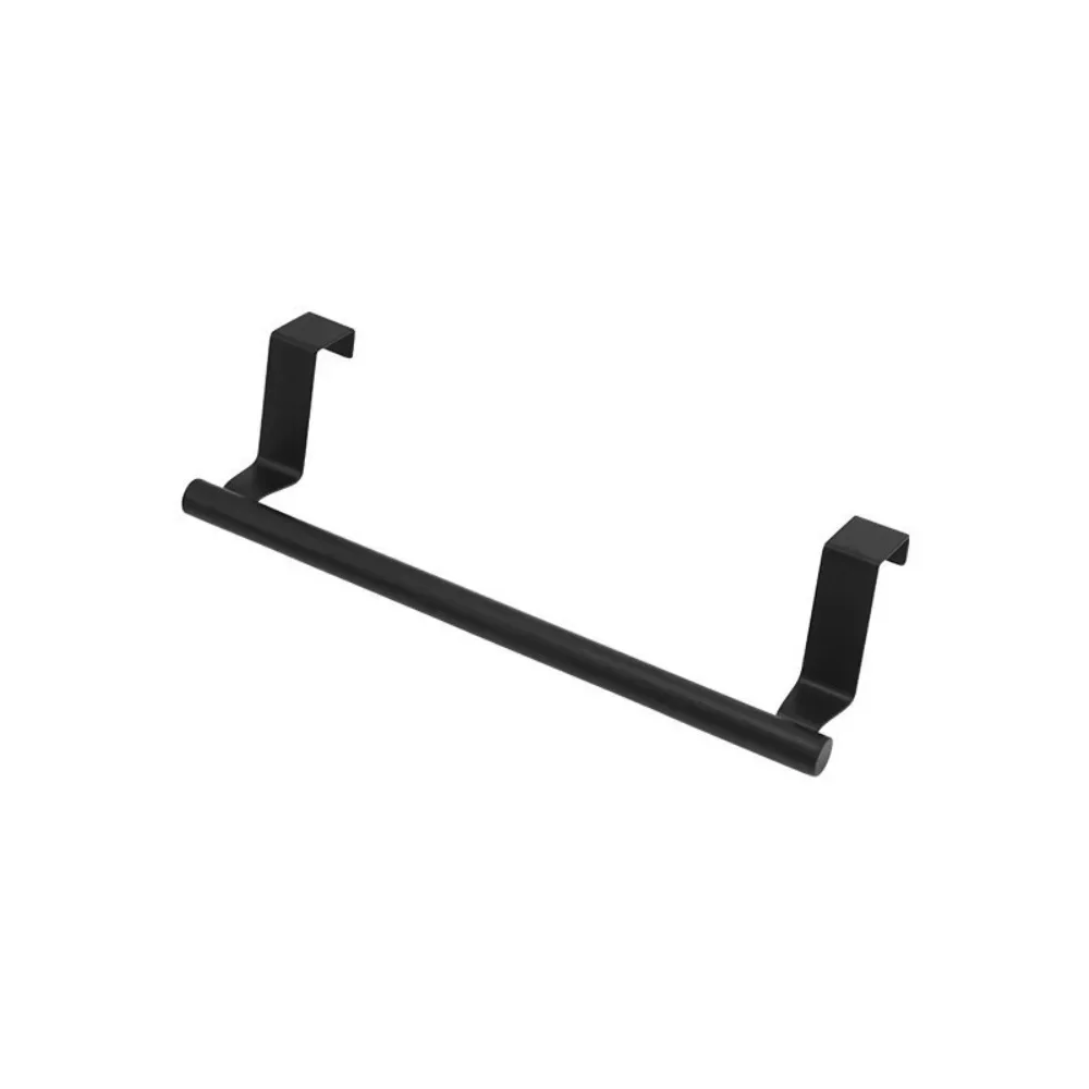 TOP Selling 1PCS Silvery Black Towel Rag Shelf Hanger Towel Rack Over Door Bar Hanging Holder Stainless Steel Bathroom Kit