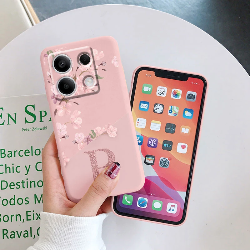 Elegant Letter Flower Phone Case - Shockproof TPU Bumper Soft Silicone Cover
