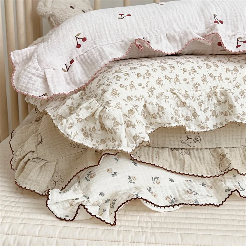 Baby Pillowcase Floral Cotton Muslin Newborn Pillow Case Pillow Cover for Baby baby pillowcase