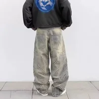 Hommes Baggy Esthétique Streetwear Jeans Mâle Rétro Mode Jambe Large Denim Pantalon Graphique Brodé Designer Hip Pop Denim Pantalon 5