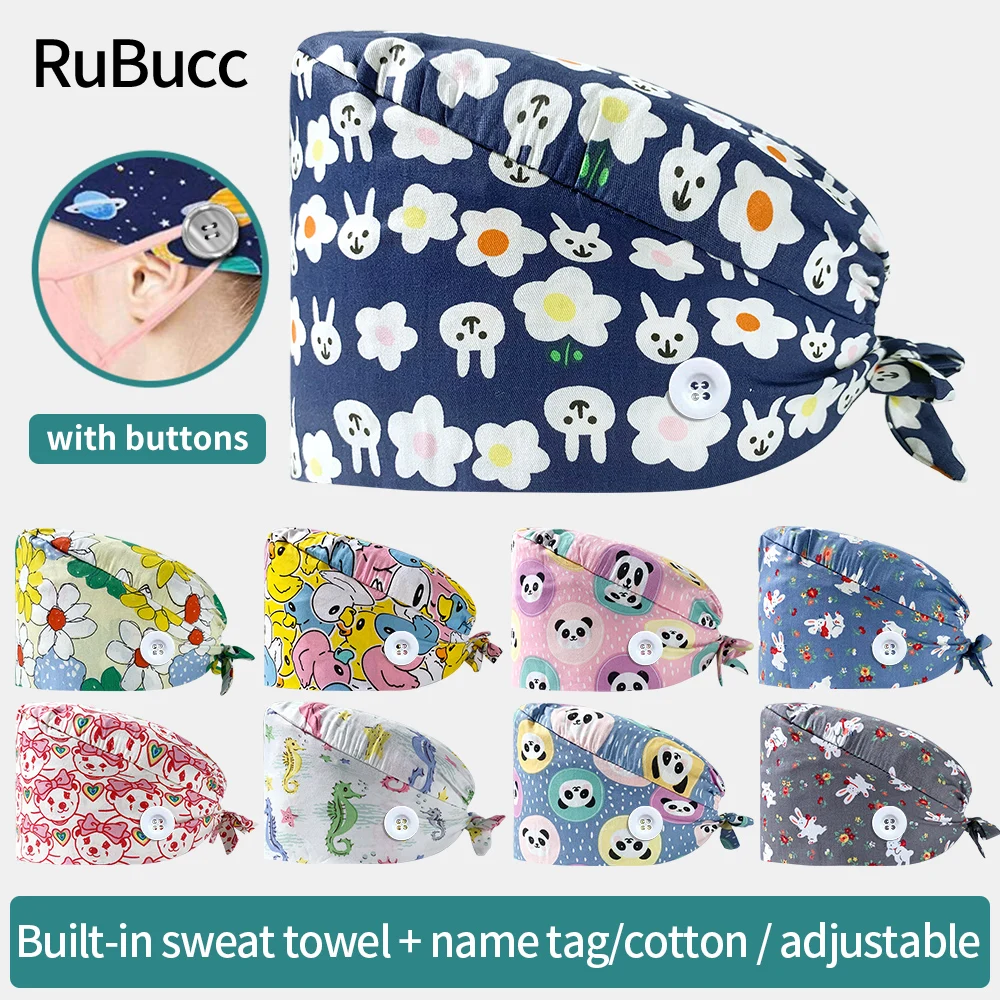 

Cotton Hat for Female Kitchen Cooking Catering Chef Hat Hair Loss Prevention Hospital Operating Room Baotou Cap Health Nurse Hat