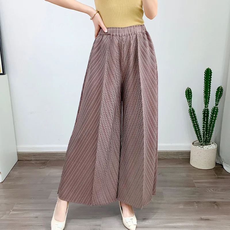 

Pleated 2023 New Summer Oversized Wide Leg Pants Loose High Waist Casual Straight Leg Pants Women Loose Oversized Thin