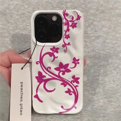 Elegant High - End Vine Flower Anti - Drop Protective Phone Case - iPhone 15 Plus (White - WQCS562)