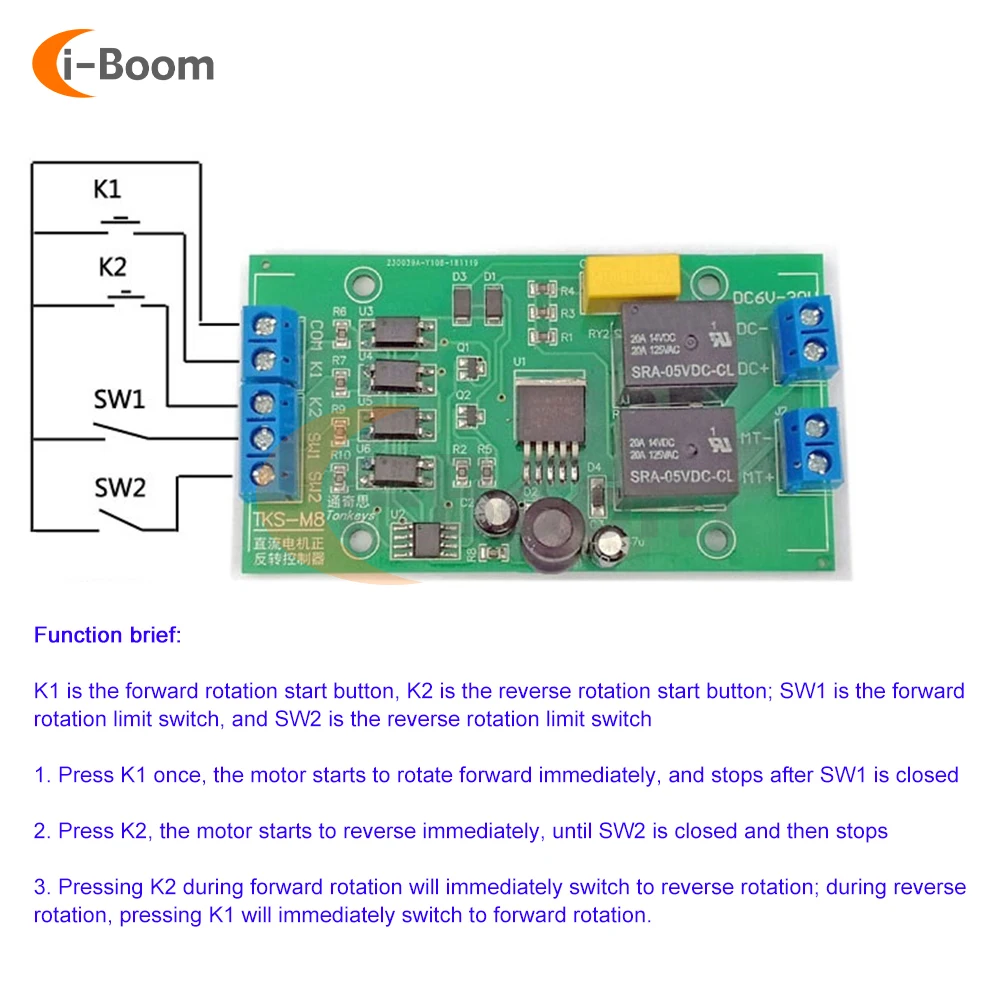 DC4V-40V DC Motor Forward and Reverse Controller Motor Driver Module 20A High Current with Limit Relay Driver Lift Control Panel